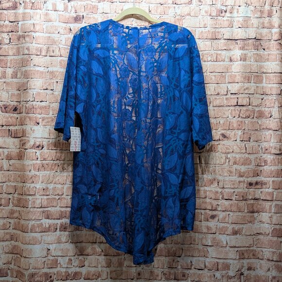 LuLaRoe Lindsay Lace Kimono Cardigan Blue Size Small NWT - Picture 9 of 11